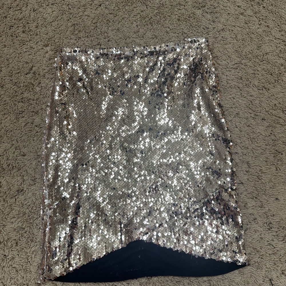 Line & Dot Sparkling Gold Sequin Mini Skirt XS